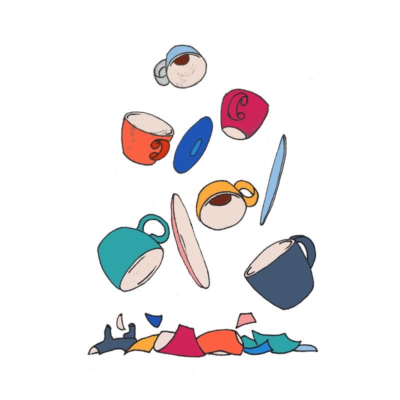 Kaffeekunst in bunter Collage