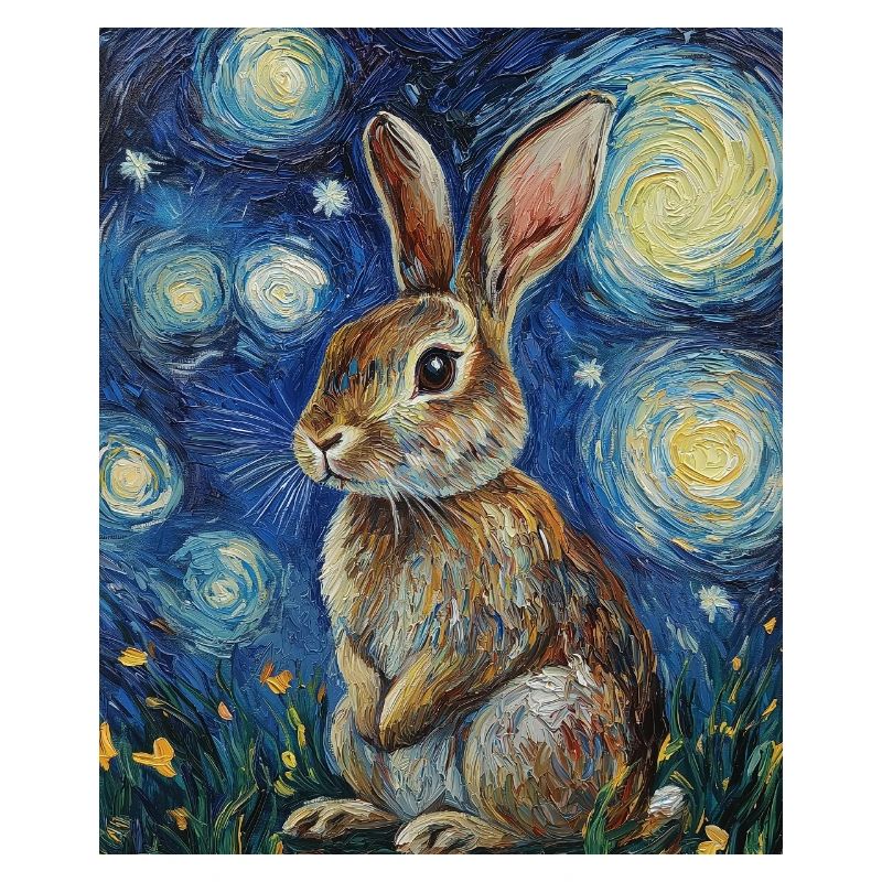 Bunny Rabbit Bunny Van Gogh Style Starry Night