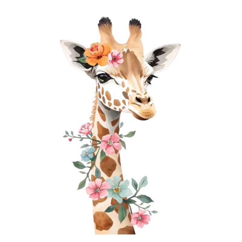 Giraffe mit Blumenkrone