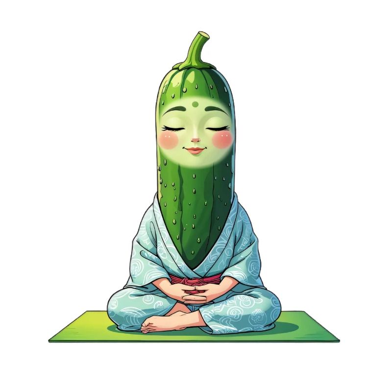 Gurkenkopf Meditationsfigur Kimono