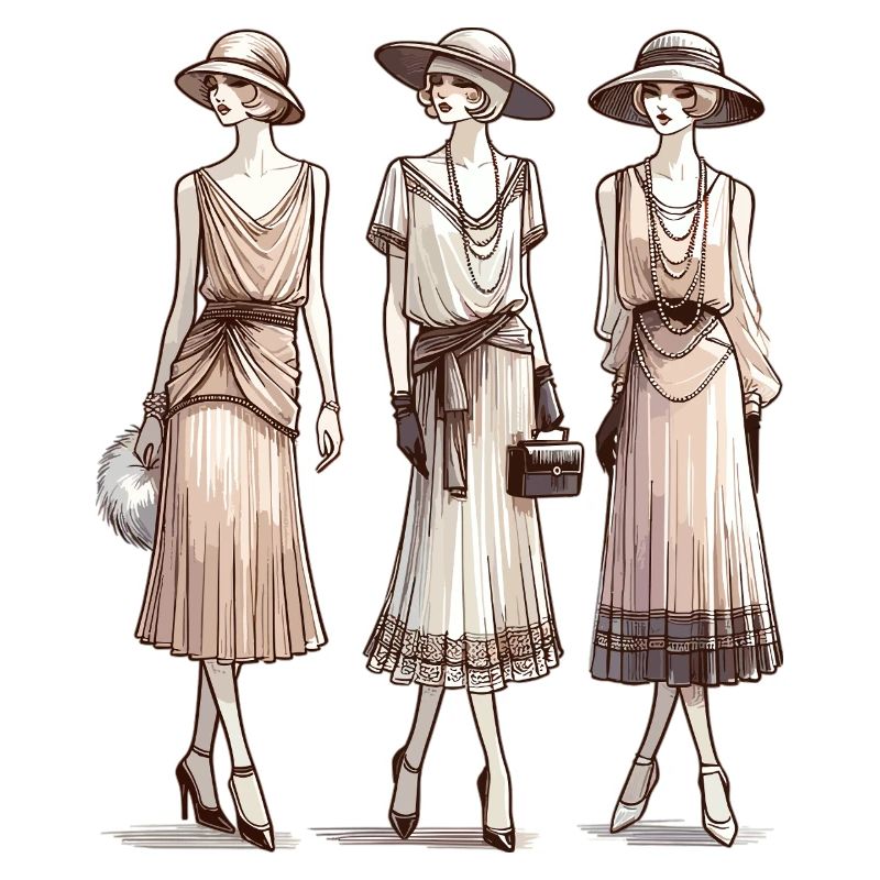 Flapper 1920er Beige