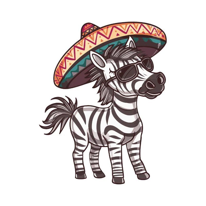 Zebra Comic Lustig Sombrero