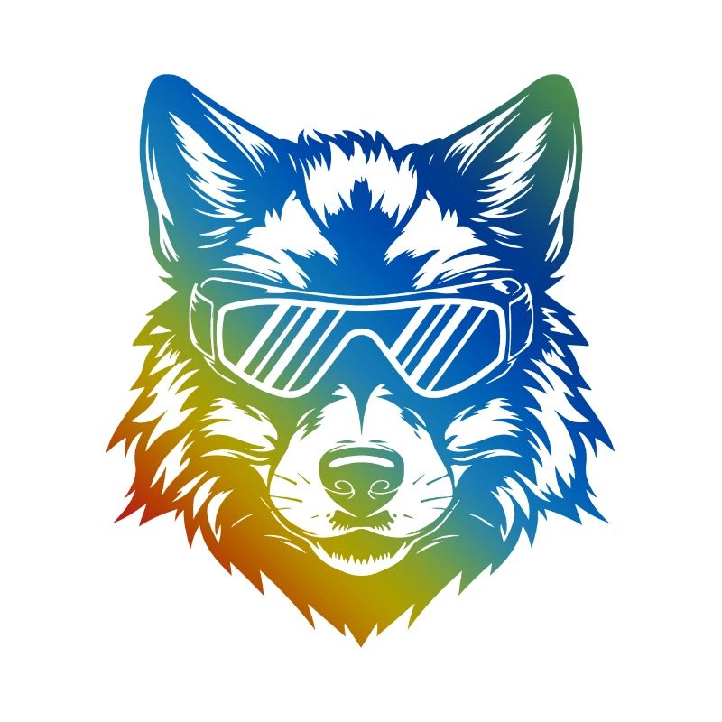 Ski Wolf Snowboarder Bunt
