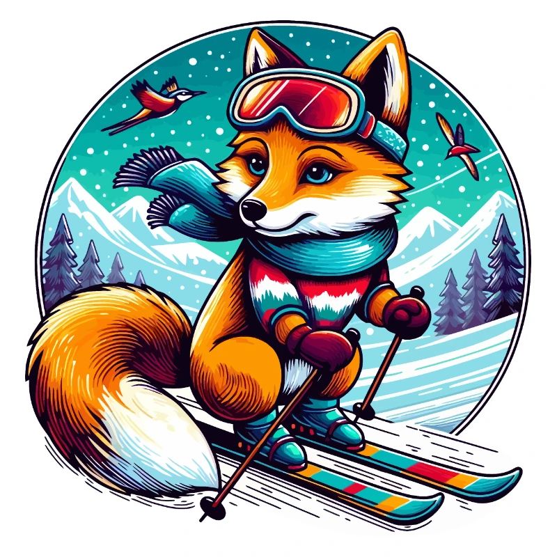 Fuchs mit Ski