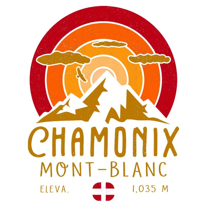 Chamonix Frankreich Retro Sunset Skiing