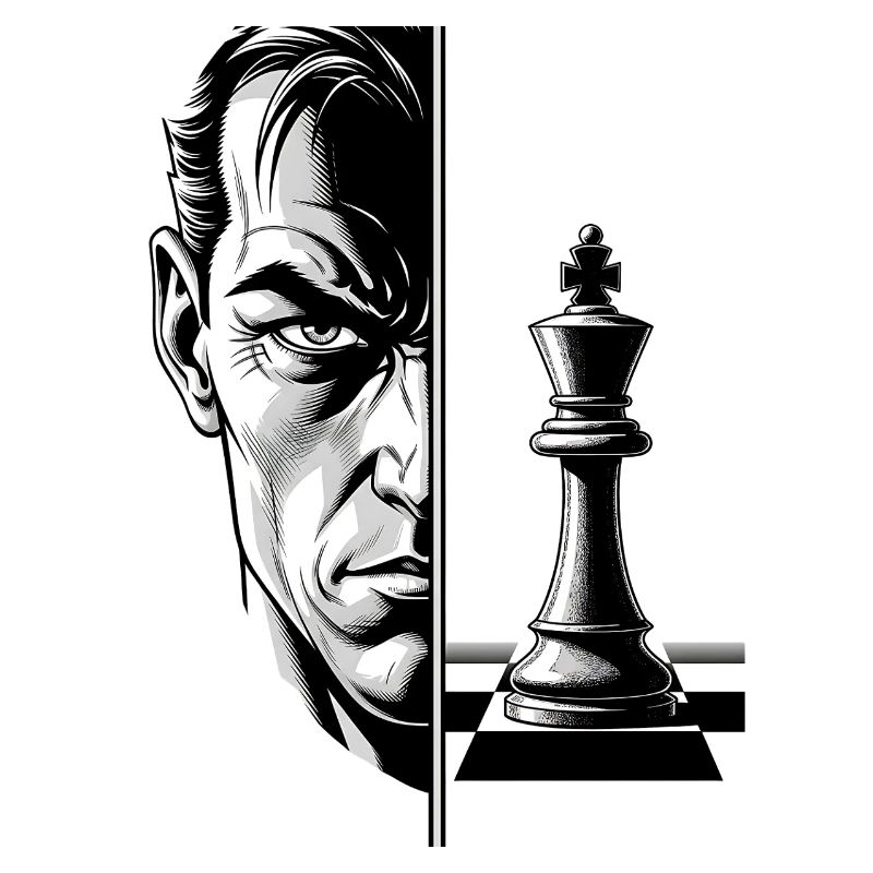 Schwarz-Weiß-Schach-Mastermind-Porträt