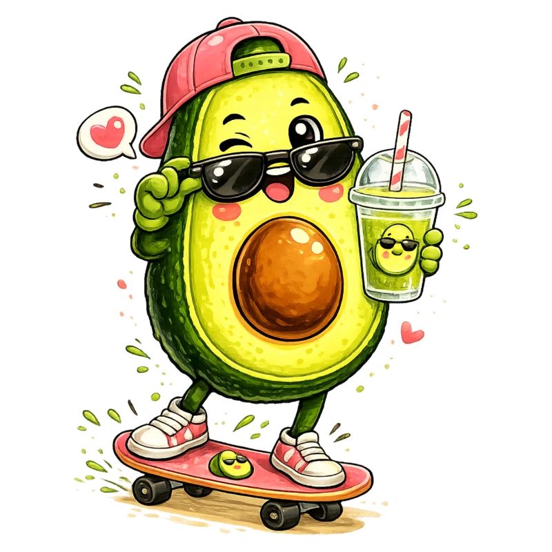 Avocado Skater mit Drink