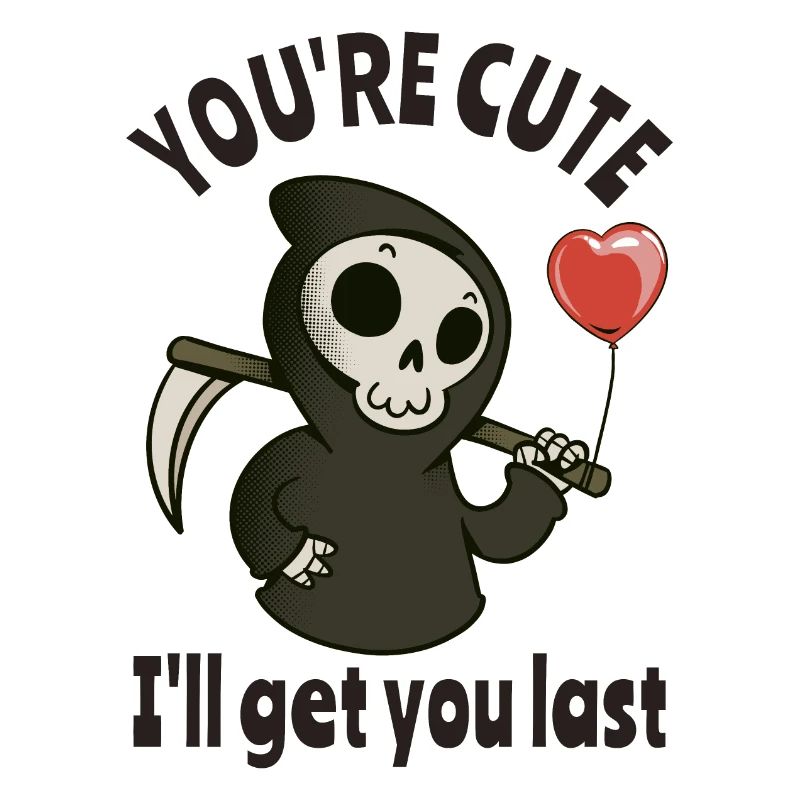 Cute Grim Reaper with romantic heart