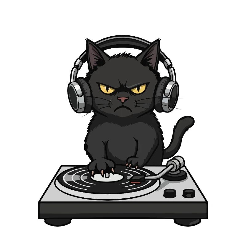 Turntable Cat Chat DJ Vinyle