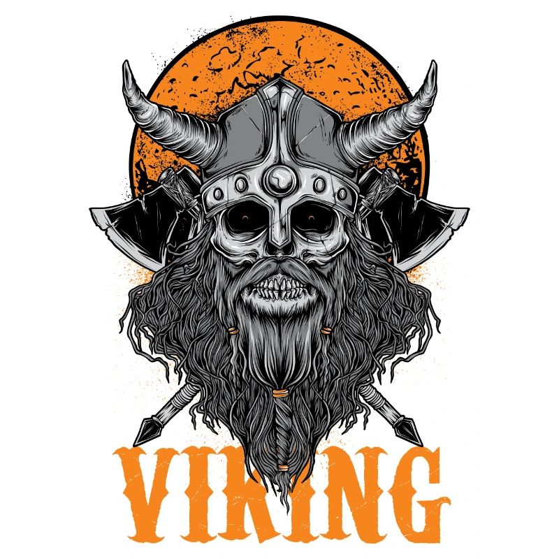 Wikinger Schädel mit Helm und Bart Nordmann Wild