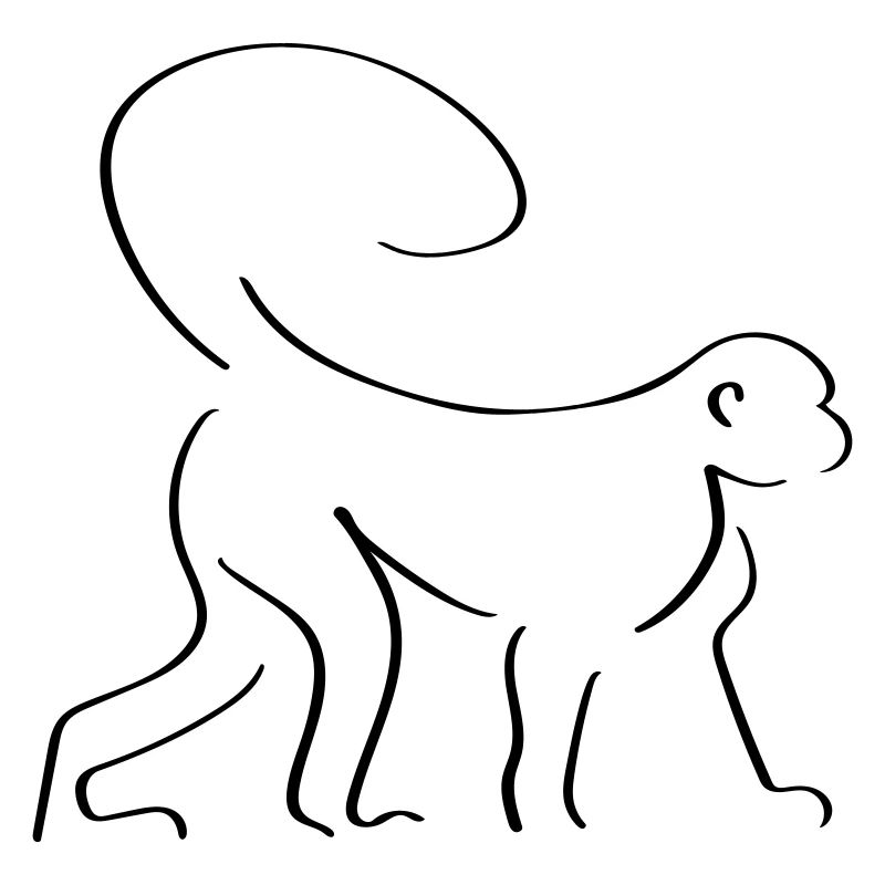 Monkey Line Art - Minimalist