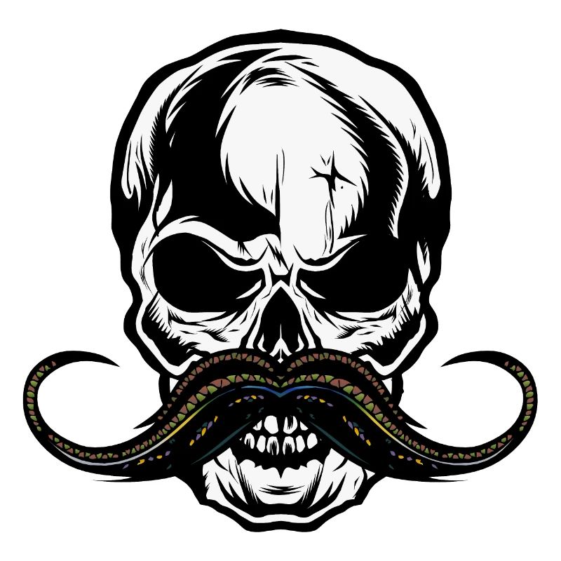 Schnurrbart Schädel Hipster Schädel Schädel