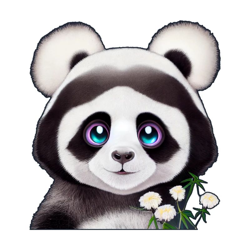 Panda aux fleurs