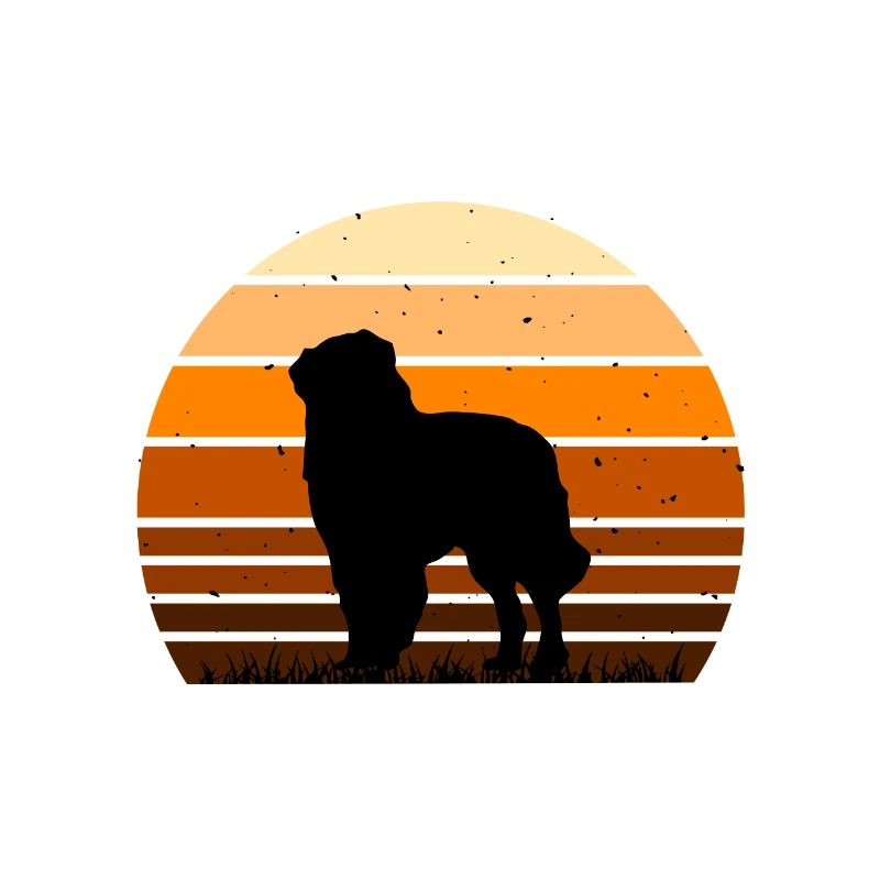 Carpathian Shepherd Dog Silhouette Retro Sunset