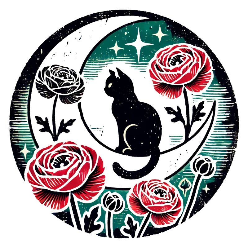 Schwarze Katze Mond