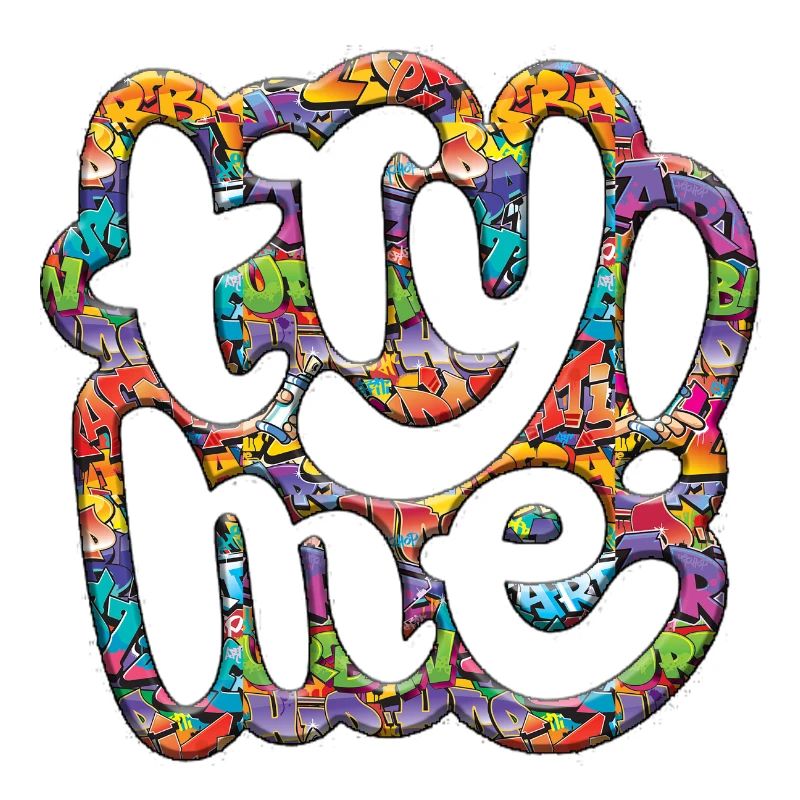 Try me try me funny cute graffitti humor retro