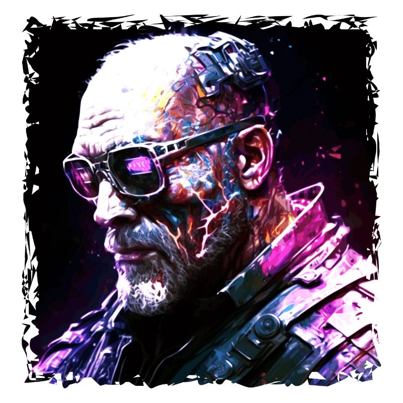 Cyborg, Android und Söldner der Zukunft in Neon