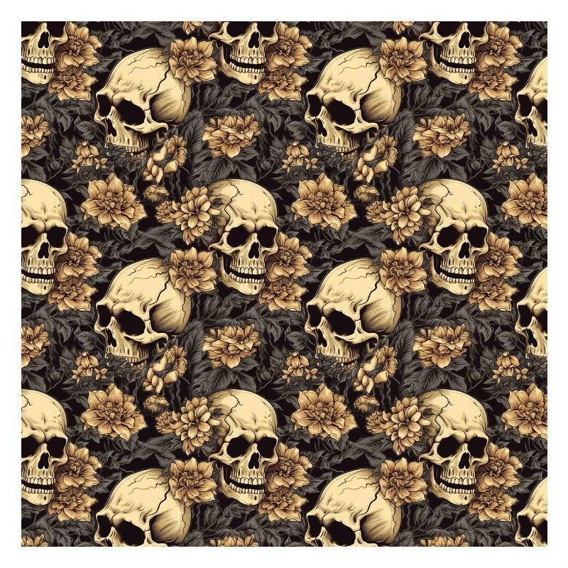Skulls Seamless Pattern Gothic Dark Halloween