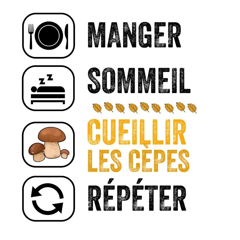Manger Sommeil Cueillir répéter champignons cèpes