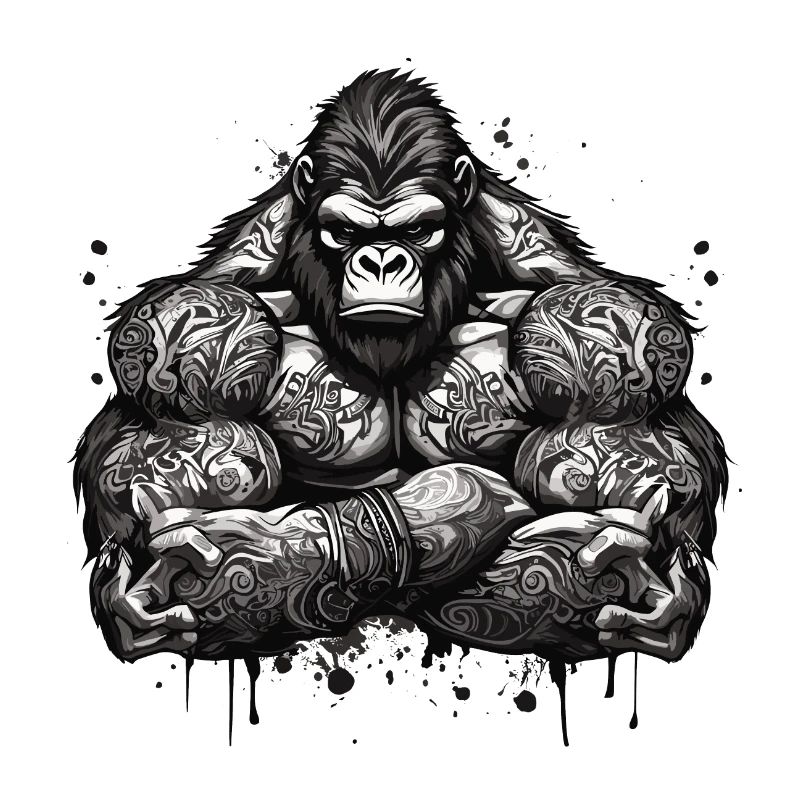 Tattoo / Tier / Kunst / cool / Comic / Gorilla