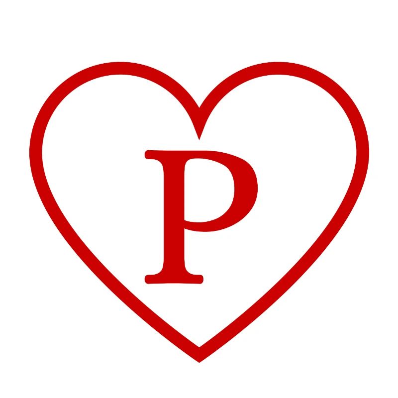 Buchstabe p rotes Herz