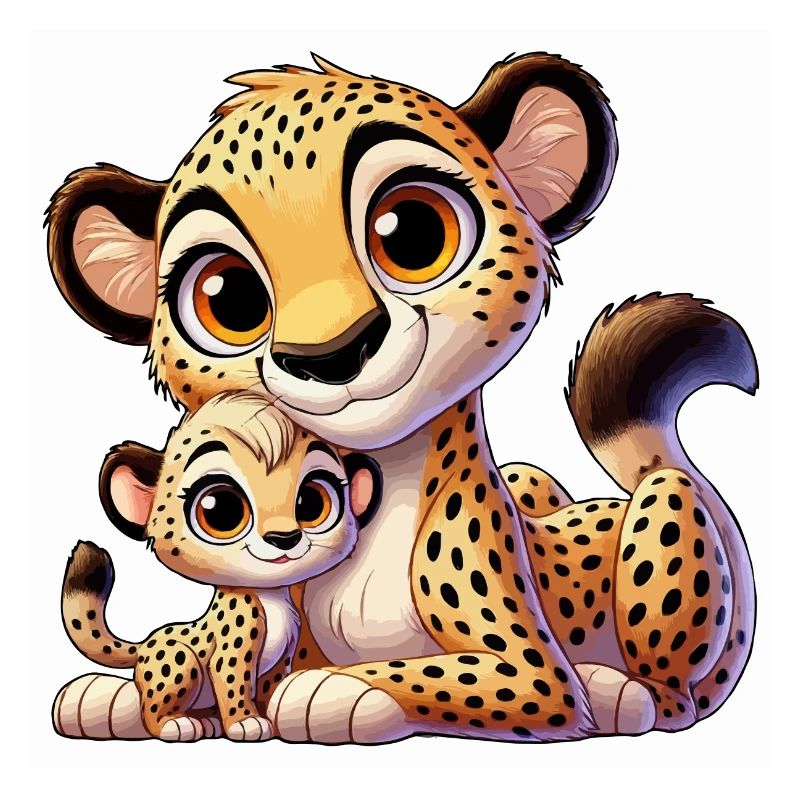 Guépard avec enfant
