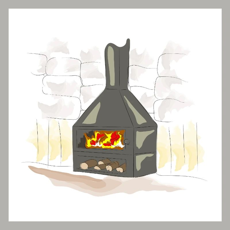Cheminée à bois éclairée