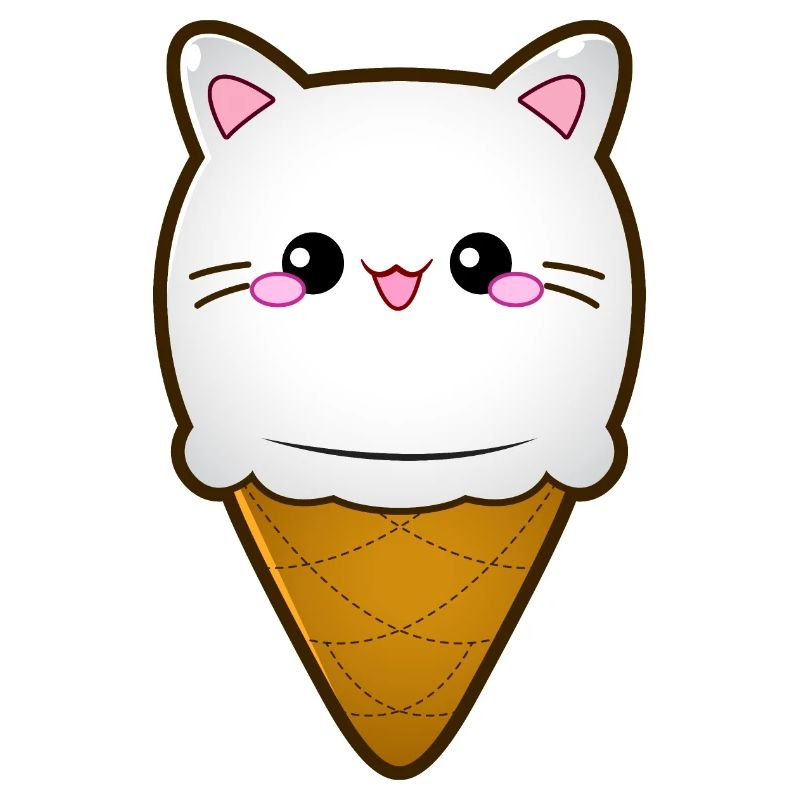 Ice Cream Cat Eiscreme Eis Katze Vanille Eiskugel