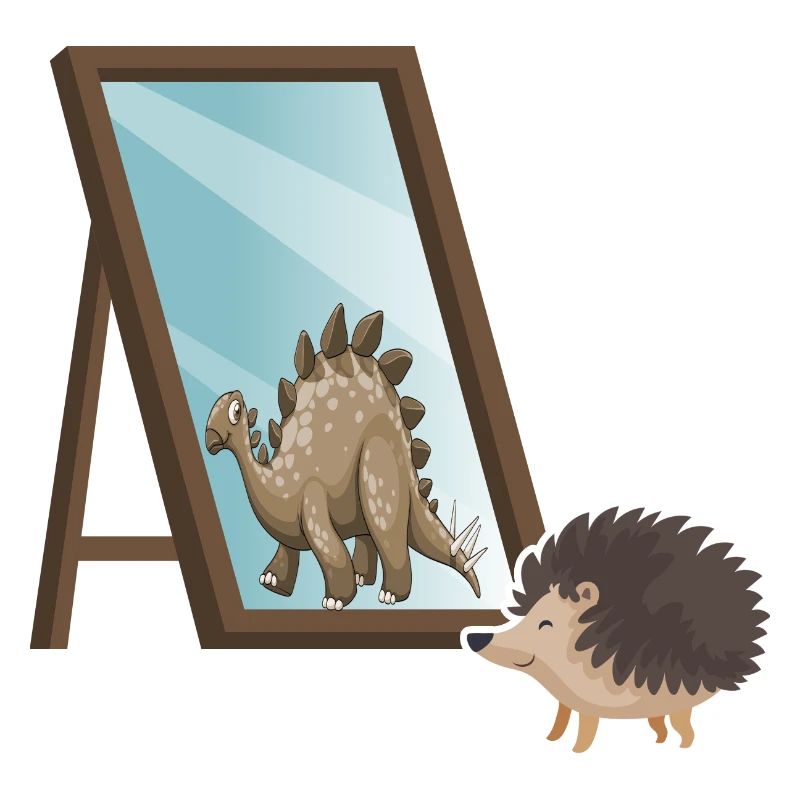 Autumn motivation hedgehog self-confident mirror image