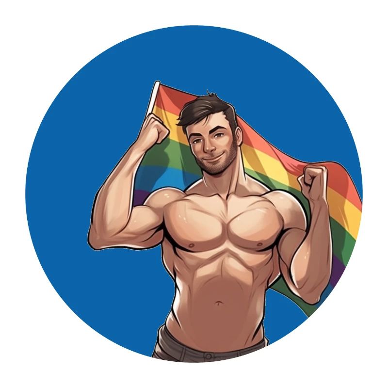 Mann mit Regenbogenflagge