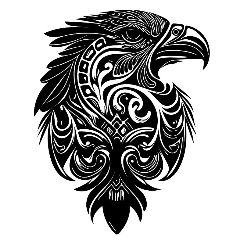 Eagle in Vintage Tribal Tattoo Feather Style