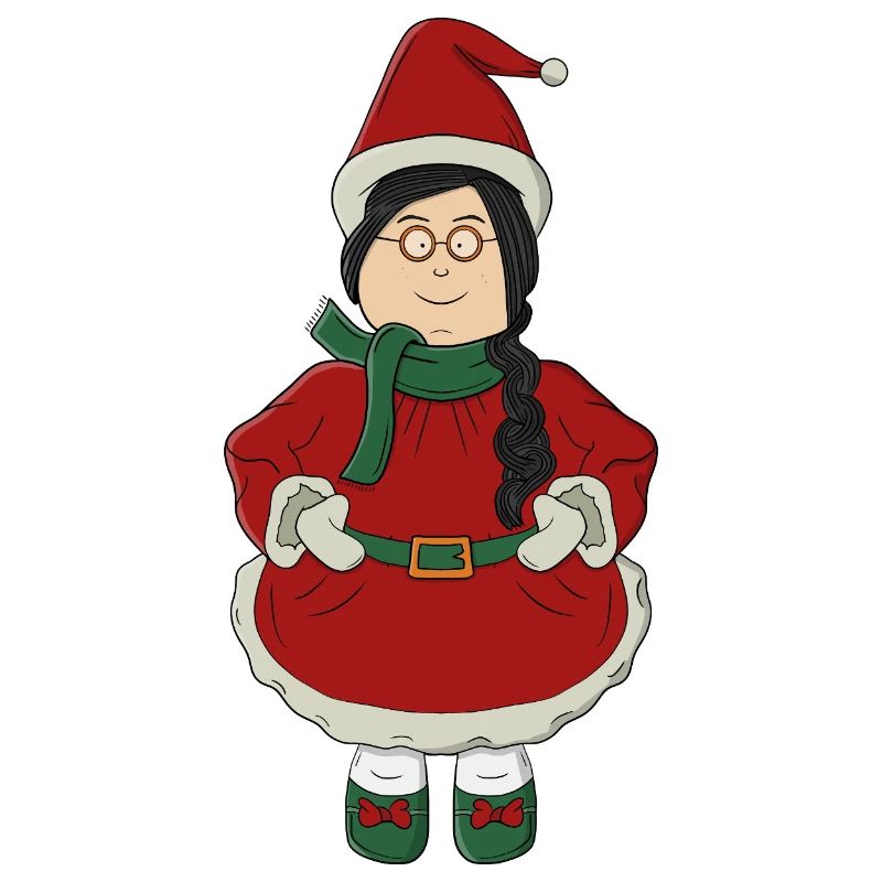 Weihnachtsmannmädchen im roten Kleid