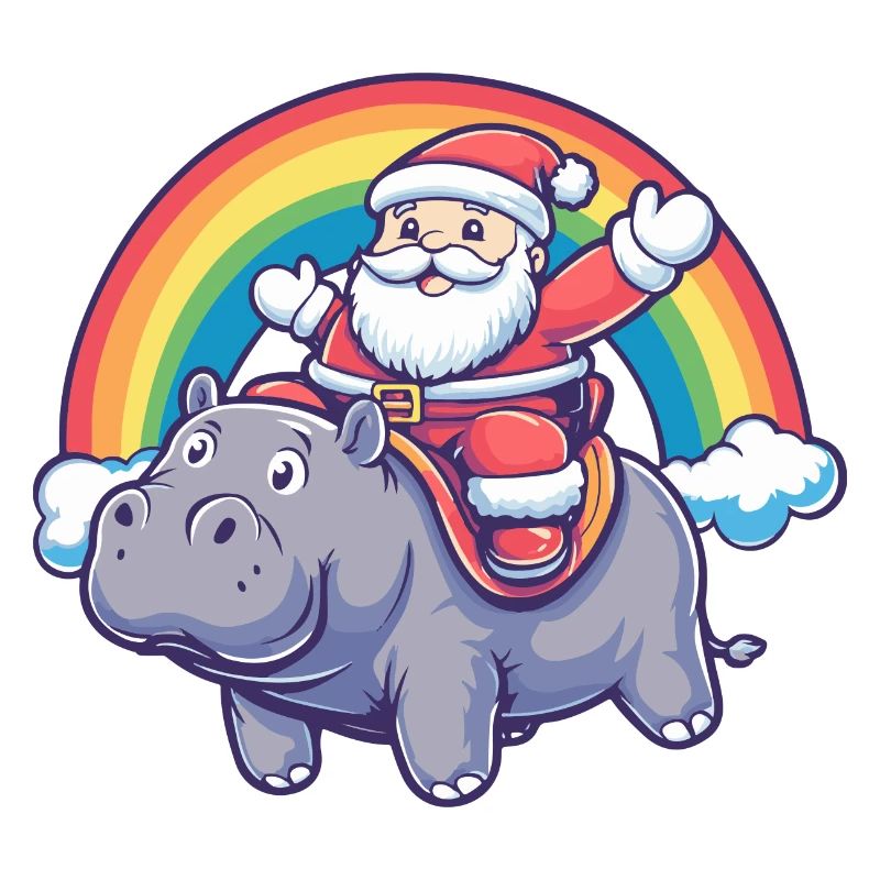 Nilpferd Weihnachtsmann Regenbogen