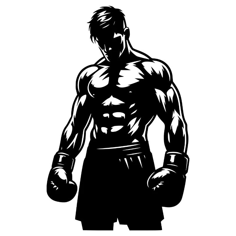 Boxer im Boxkampf-Modus vintage Schattenstil