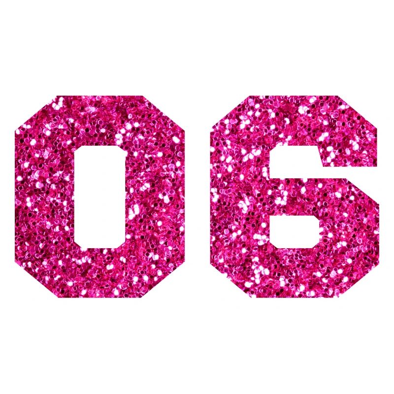 Number 6 Pink Glitter - 6th Anniversary
