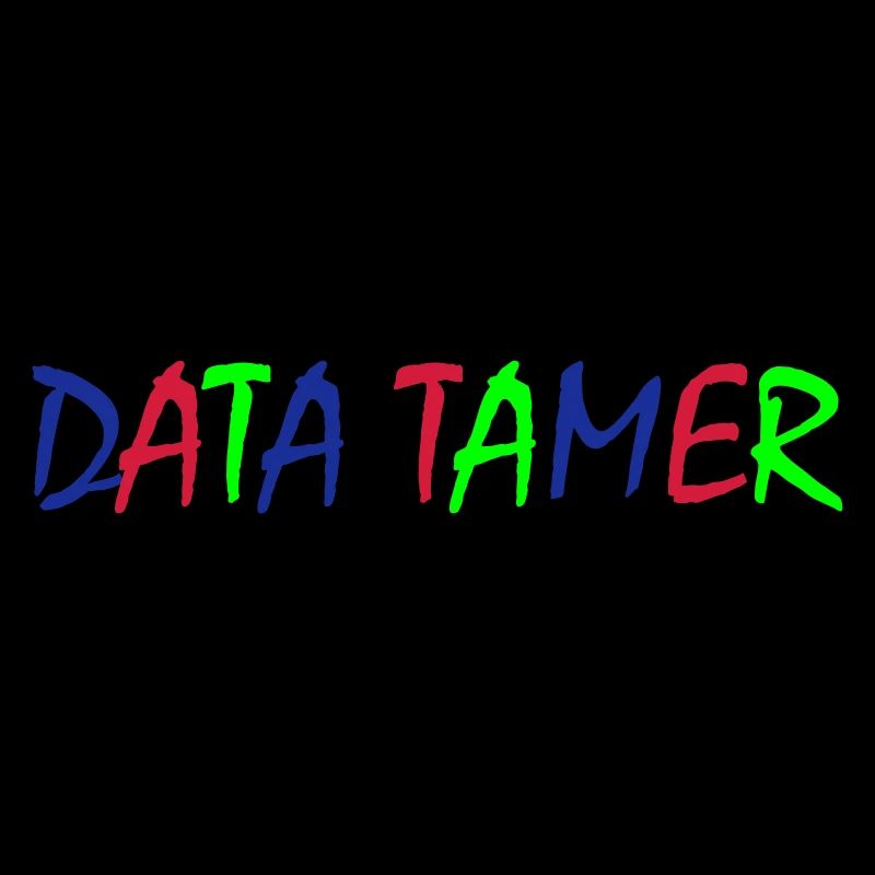 Data Tamer – Typographie colorée en bleu, rouge, vert