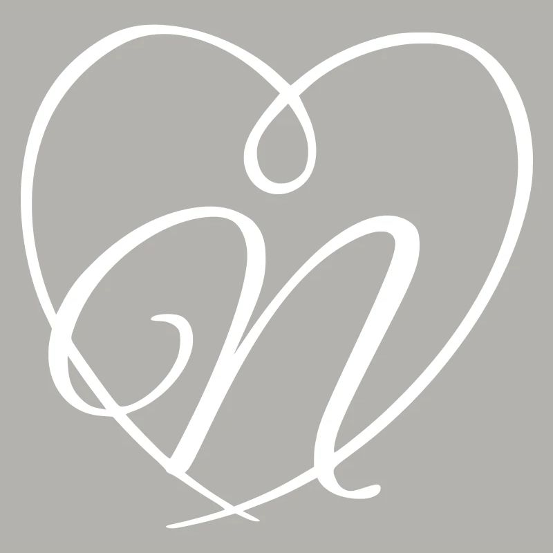 Letter N Calligraphy Heart