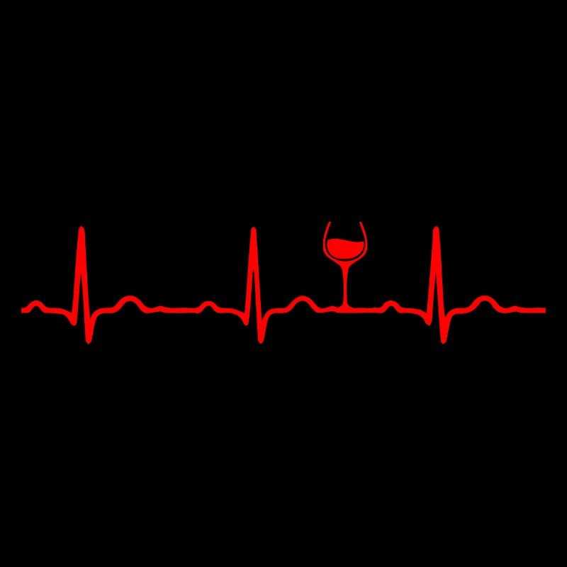 ECG HEARTBEAT WINE red