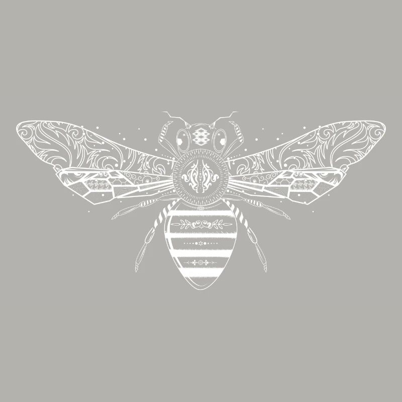 artfully designed white bee