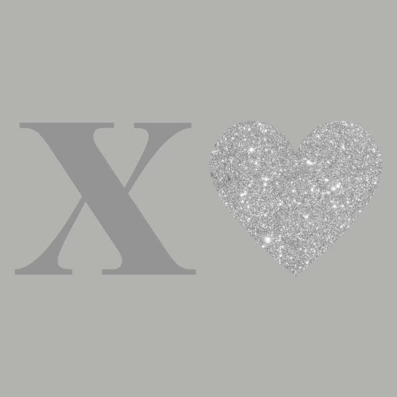 Letter x silver heart