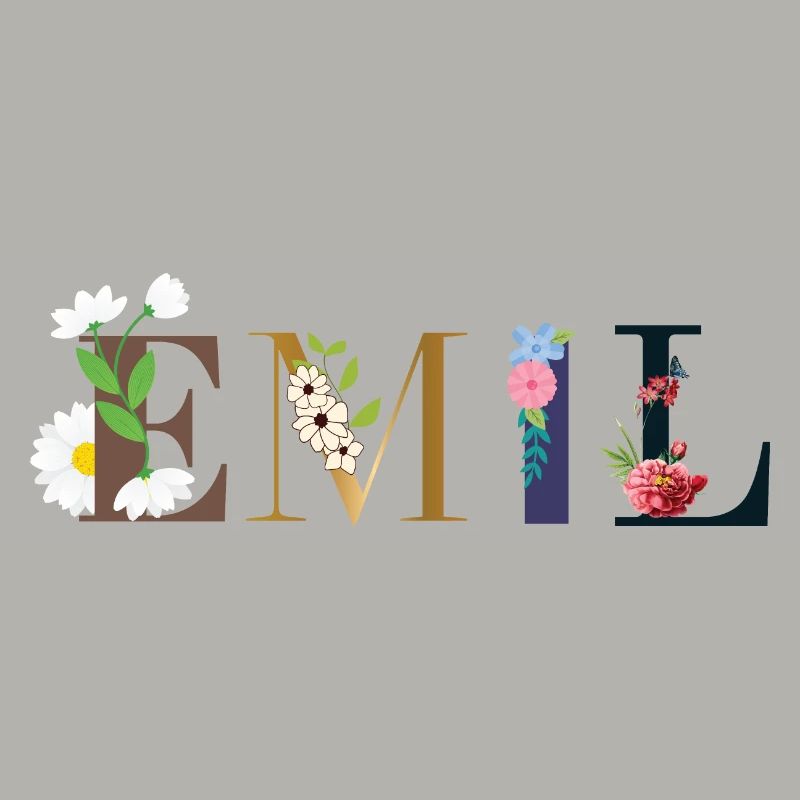 Le nom d’EMIL décoré de fleurs