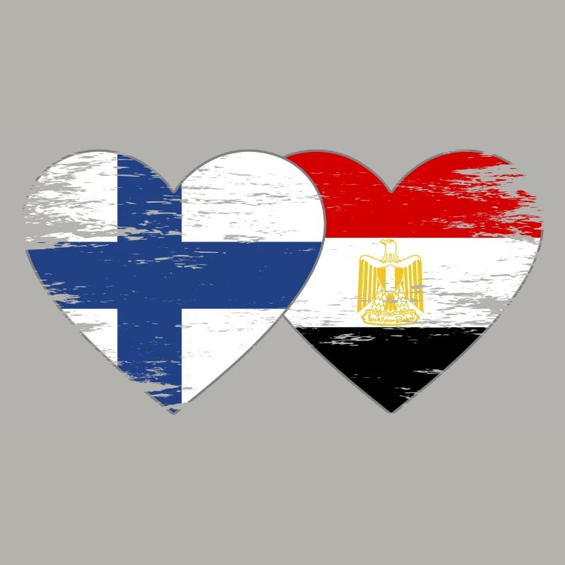 Finlande Egypte Drapeau Mains Coeur Forme Utilisé