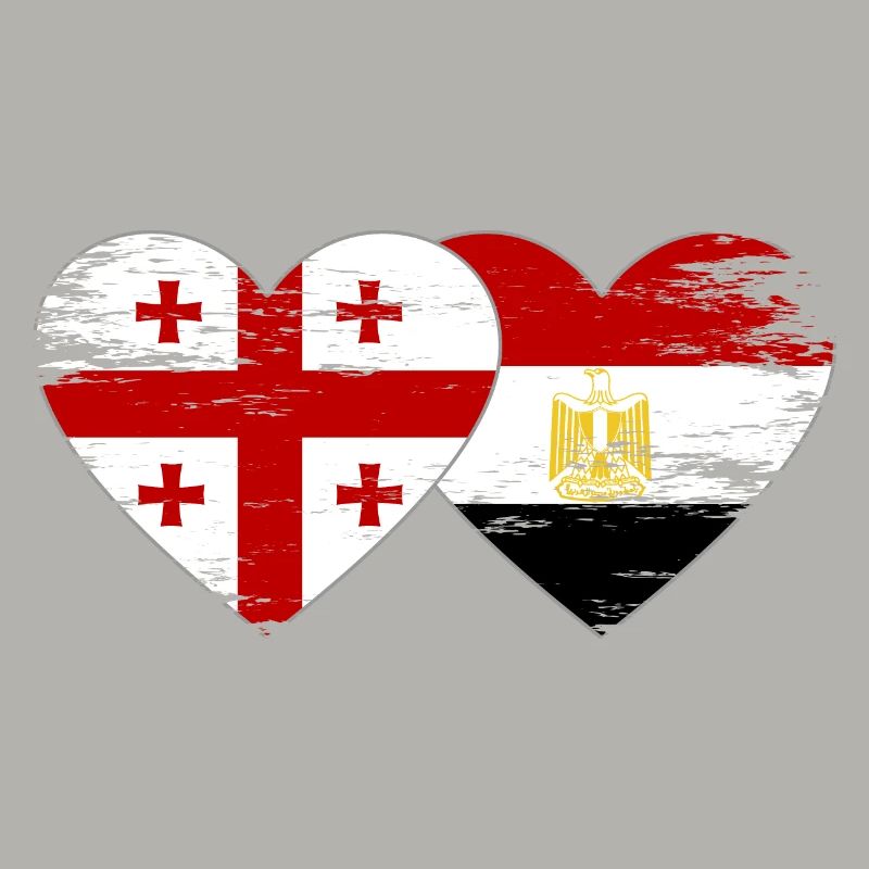Géorgie Égypte Drapeau Mains Coeur Forme Utilisé