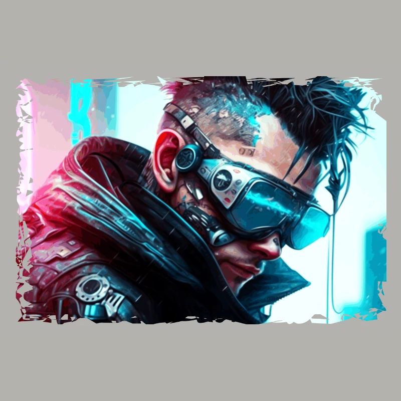 Cyber Soldat oder Punk in Neon Sci-Fi Manier