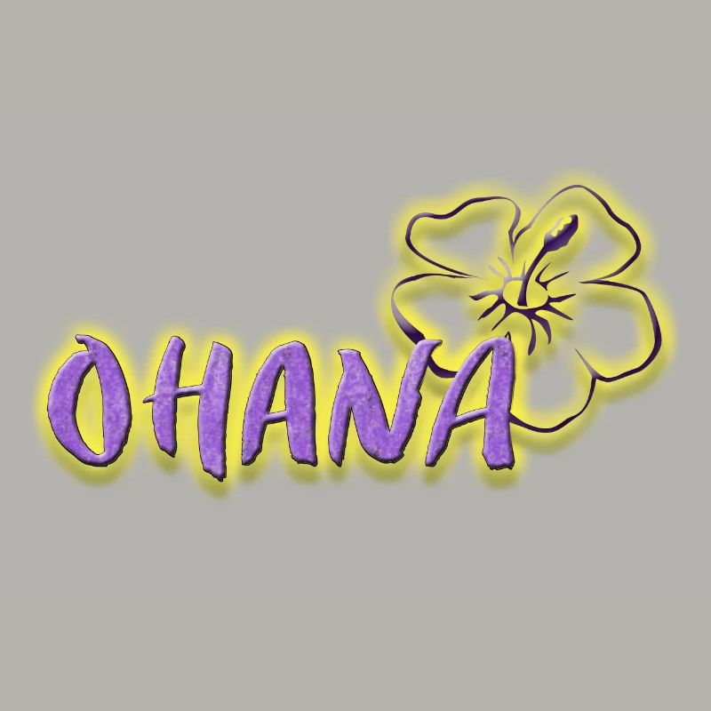 Ohana Fleurs d’hibiscus Logo violet fluo