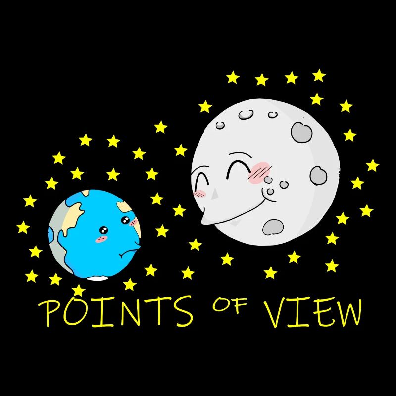 Conception mignonne de points de vue positifs de la lune et de la terre