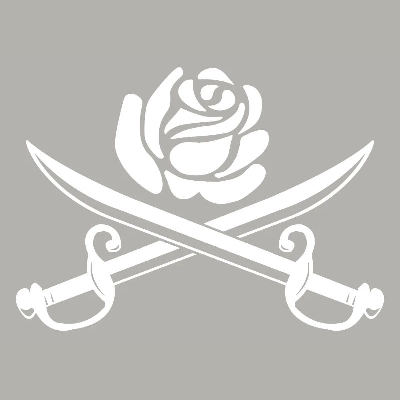 Fleur blanche et épées croisées
