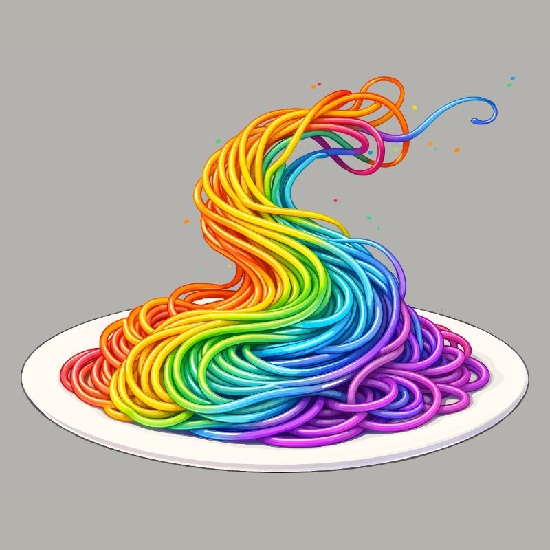 Regenbogen Spaghetti Illustration 