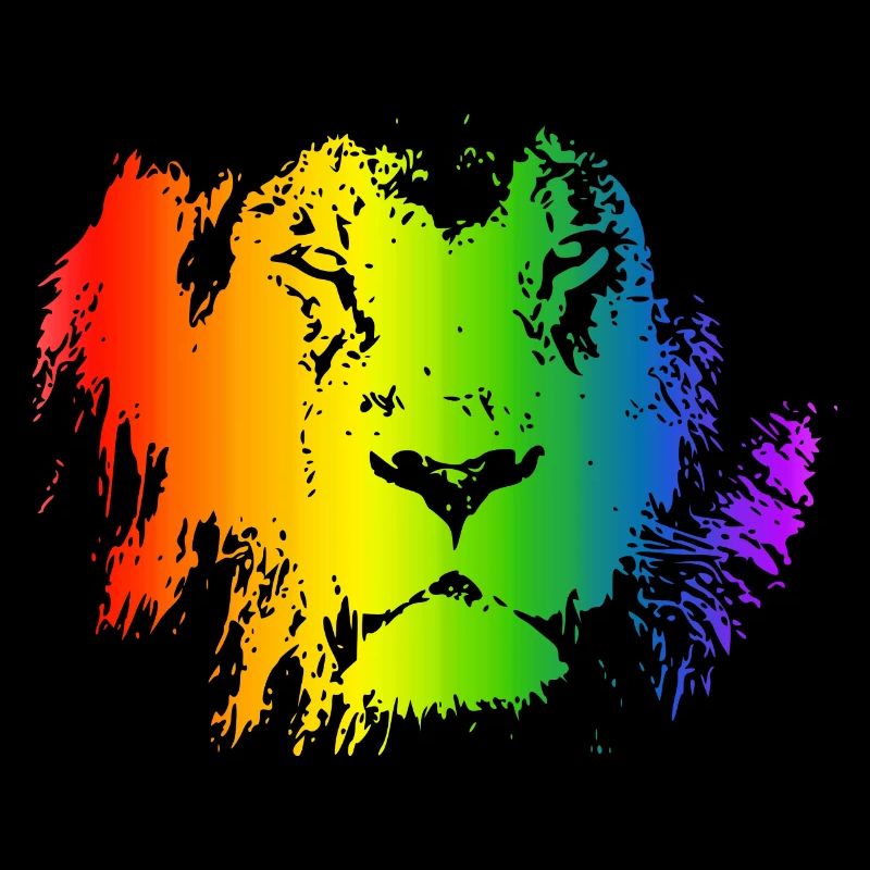 Lion Rainbow Animal Face coloré comme un chat