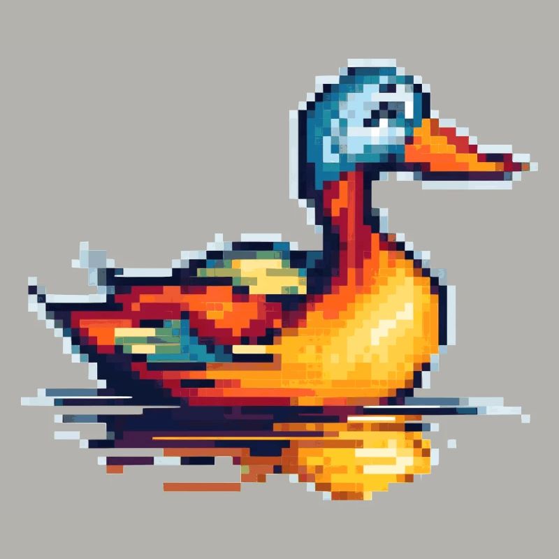 Small duck in 8 bit retro pixel graphics
